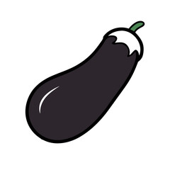Stylized purple eggplant on black background healthy food
