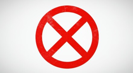 Fototapeta premium A red circle with an x inside on a white background signifying prohibition and restriction concept