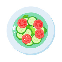 Simple Cucumber and Tomato Salad on Plate
