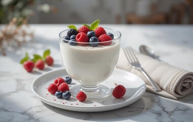 Yogurt and Fruit Background Image, Dairy Products, Diets, Desserts, Cooking, Food, Banner Texture Advertisement Poster