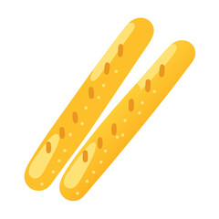 Two breadsticks with black background and yellow color