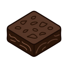 Isometric Cartoon Brownie Slice Illustration on Black Background