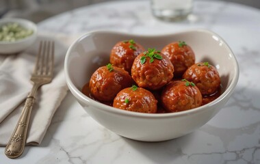 Meatball background image, tomato sauce, meat dishes, meals, food, vegetables, banner texture poster advertising