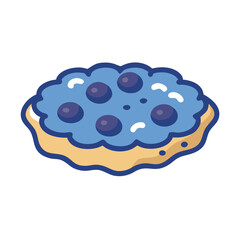 Blueberry Cookie Icon on Black Background, Food Theme