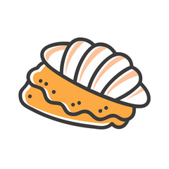 Modern Illustrated Open Oyster Shell Graphic on Black