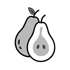 Gray Pear and Pig Symbol on Black Background