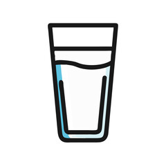 Glass of Milk Cartoon Style Icon on Black