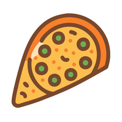 Stylized Pizza Slice Icon with Green Pepperoni Toppings
