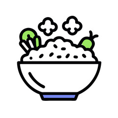 Stylized Salad Bowl with Green Leafy Vegetables Icon