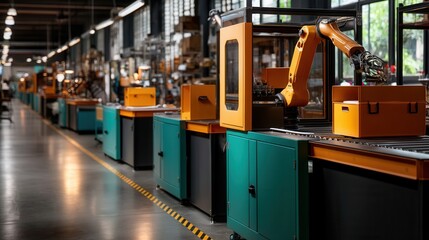 Innovative automated manufacturing line in modern factory