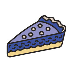 Slice of blueberry pie, vector illustration on black