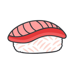Delicious Cartoon Salmon Nigiri Sushi Isolated Illustration