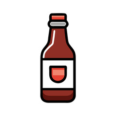 Brown bottle beverage illustration on black background
