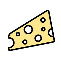 Delicious Swiss cheese wedge cartoon on black background