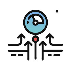 Air pressure measurement icon with blue gauge style