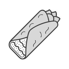 Monochrome Icon Illustration: Delicious Burrito Food Wrap