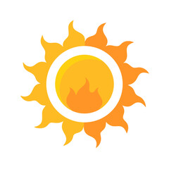 Stylized sun and flame icon logo illustration vector