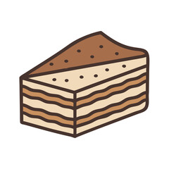 Cartoon Layered Cake Slice Illustration on Black Background