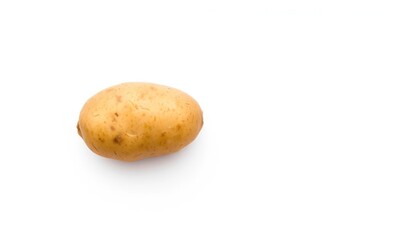 Single potato on white background