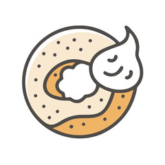 Donut with Chocolate Frosting Icon on Black Background