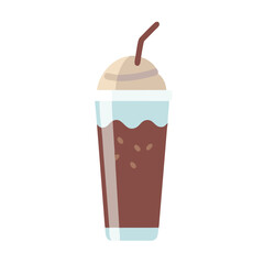 Iced Mocha Coffee Drink Illustration with Straw