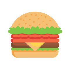 Delicious Cartoon Burger Isolated on Black Background Illustration