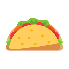 Cartoon Taco Vector Illustration with Lettuce and Tomatoes