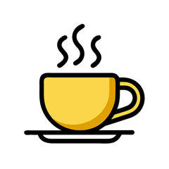 Minimalist golden coffee cup on black background illustration