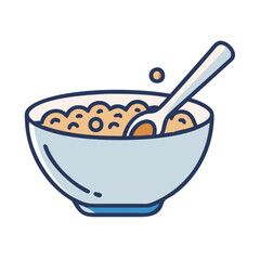 Bowl of porridge with spoon illustration on black background