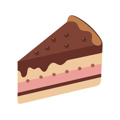 Chocolate Cake Slice: Vector Dessert Icon Illustration