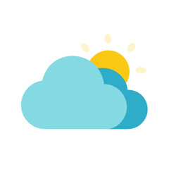Stylized weather icon of sun peeking from clouds