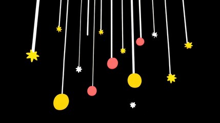 Abstract Dark Background with Hanging Shapes  Lights  and Stars