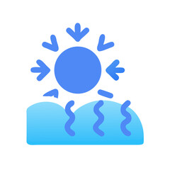 Frosty Sun Icon with Water Waves and Blue