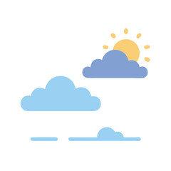 Cartoon sun and clouds illustration on black background