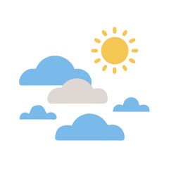 Cartoon Sun and Clouds on a Black Background