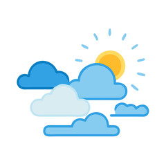 Cartoon sun and clouds illustration against a black background