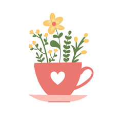 cup of coffee with flowers