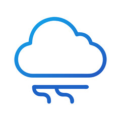 Blue outline foggy cloud icon on black background