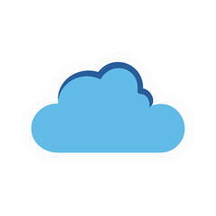 Stylized Blue Cloud Illustration with White Outline on Black