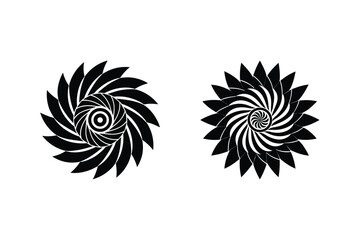 Abstract Black And White Geometric Spiral Shapes On A White Background Vector Illustration