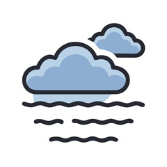 Minimalist icon of a cloudy seascape illustration design
