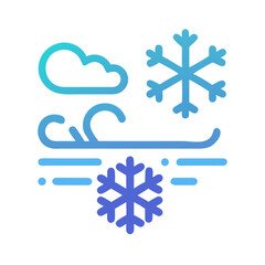 Obraz premium Winter Weather Icon with Snowflakes, Cloud, and Wind
