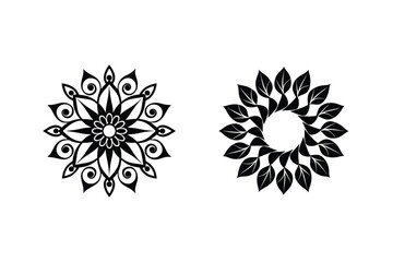 Black And White Floral Mandala Designs Ornamental Vector Illustration Decorative Elements