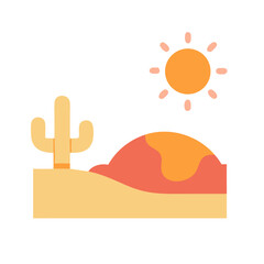 Desert Illustration: Cactus, Sand Dunes, and Hot Sun