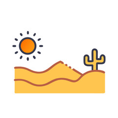Desert landscape icon with cactus and sun vector