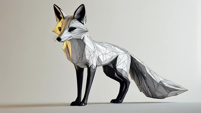 Low Poly Art of a Stylized Fox Animal Sculpture