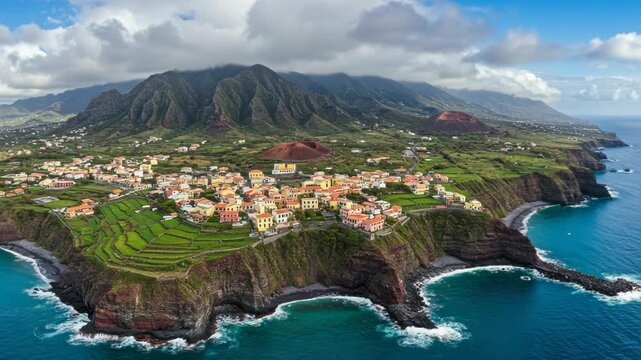 Aerial view of ponta do sol village on santo antao island cape verde