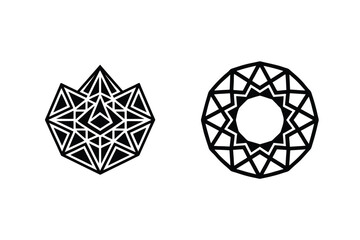 Geometric Shapes Of Line Art Triangle Design Elements On White Background