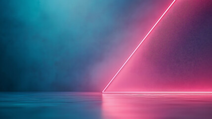 Modern abstract geometric light patterns in cool blue and purple tones create a stylish and futuristic stage design with sleek visual appeal.