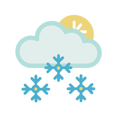 Snow Cloud with Sun Icon Vector Graphic Illustration